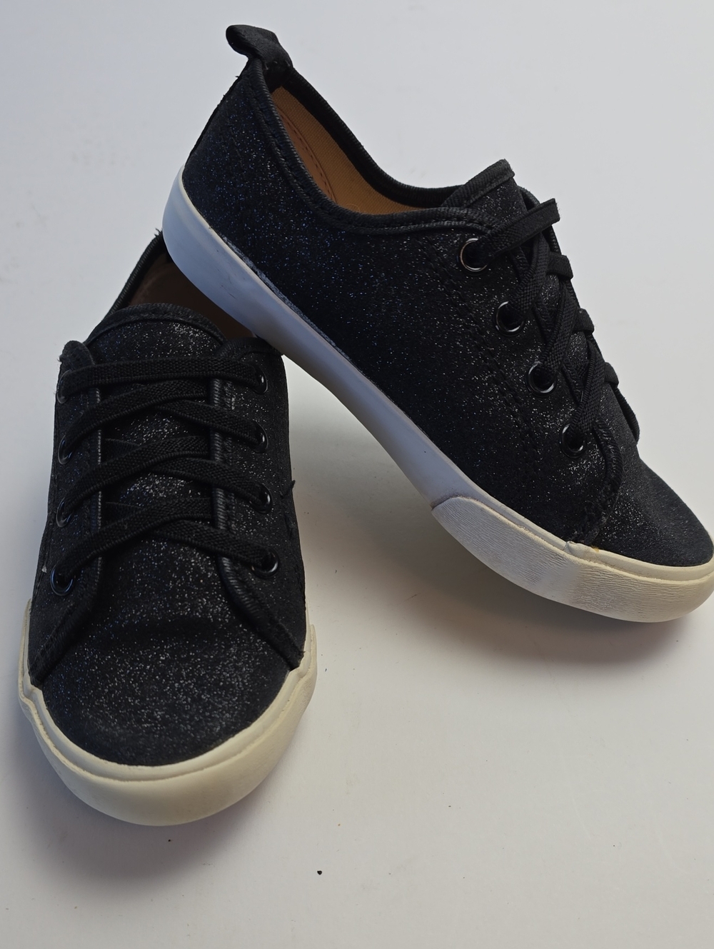 H&M Black Glitter Lace-Up Kids Sneakers with White Sole